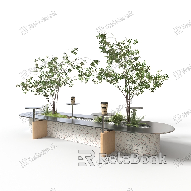 Coffee shop milk tea shop stand bench combination model