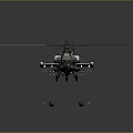 Sleek Modern Military Helicopter 3D Render With Orange Accents And Rotor Blades