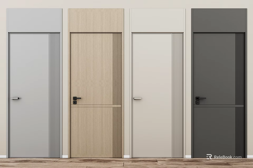 Modern Interior Flat Doors With Diverse Design Styles And Colors 3d model