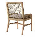 Modern Accent Chair With Rattan Weave Backrest Wooden Frame And Padded Seat For Comfort
