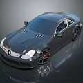 Dark Gray Mercedes Sports Car With Sleek Design And Black Red Accent Wheels