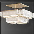 Modern Crystal Chandelier With Layered Metal Frame And Transparent Glass Shades