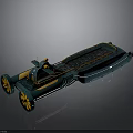 Futuristic Teal Water Vehicle With Yellow Accents And Streamlined Open Deck Design