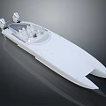 Sleek White Yacht Design With Outboard Motors And Transparent Cabin