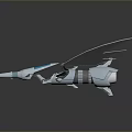 Futuristic Mechanical Dragon 3D Model Featuring Streamlined Design White Wings And Blue Glowing Details