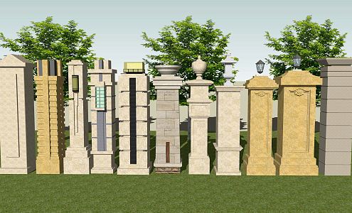 European Roman Column Courtyard Garden Stone Gate Column Roman Column 3d model