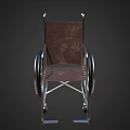 Standard Manual Wheelchair With Metal Frame Brown Seat And Large Wheels