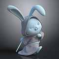 Cute Fantasy Rabbit Game Movie Character In Hooded Robe Holding Staff