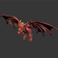 Vibrant Red Mythical Flying Dragon With Large Wings And Scaled Body