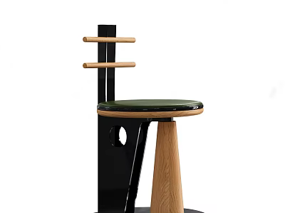 Modern Leisure Chair With Black Frame Wooden Slat Back Green Leather Seat And Tapered Base 3d model