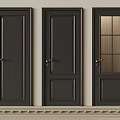 Black Hinged Doors With Different Designs And Brass Handles For Home Interior Design