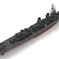 Detailed Gray Warship With Turrets Mast And Deck Facilities On White Background