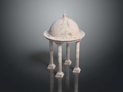 Ornamental Marble Dome Architectural Structure With Classical Support Columns And Base 3d model