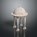 Ornamental Marble Dome Architectural Structure With Classical Support Columns And Base