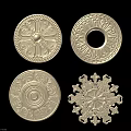 Intricate Carved Decorative Items With Circular And Star Shaped Patterns