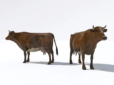 Two Brown Reptiles Standing On White Background In Studio 3d model