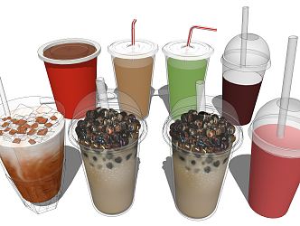 Modern Beverage Coffee Pearl Milk Tea 3d model