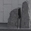 Stone Wood Decorative Stones With Water Flow Against Stone Wall Background