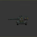 Detailed Turquoise Military Tank with Long Cannon Tracks Antennas and Equipment