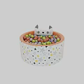 Kids Ball Pit With Colorful Balls Star Pattern And Cat Shaped Cushion