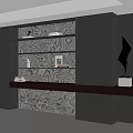 Modern Bookcase Design With Open Shelves Closed Cabinets And Marble Pattern Backdrop 3d model