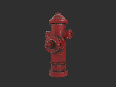 Red Fire Hydrant On Gray Background With Detailed Metal Components 3d model