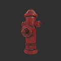 Red Fire Hydrant On Gray Background With Detailed Metal Components