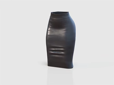 Stylish Black Leather Pencil Skirt With Fitted Design And Stitched Details For Womens Apparel 3d model