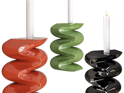 Stylish Spiral Candle Holders In Red Green And Black Color Designs 3d model