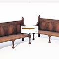 Traditional Wooden Public Chairs With Carved Backrest And Ornate Armrests