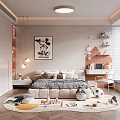 Modern Kids Room Interior Design With Soft Bed Stuffed Toys And Mickey Mouse Artwork