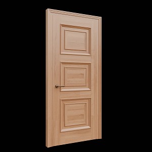 Flat door single door wooden door 3d model