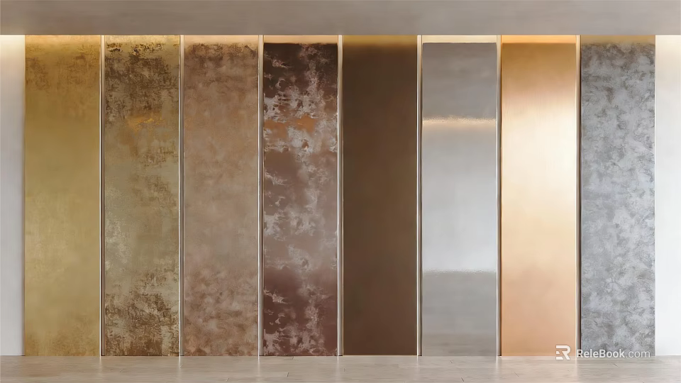 Modern Decorative Wall Panels With Assorted Metallic Finishes For Home Interior 3d model 