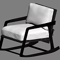 Modern Single Sofa Rocking Chair With Dark Frame And Textured Fabric Cushion