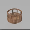 Handmade Brown Woven Rattan Storage Basket Round Shape For Home Organization