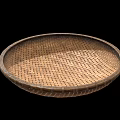 Handwoven Round Bamboo Tray With Intricate Edge Design And Practical Storage Function 3d model