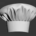 White Chef Hat With Elegant Pleated Top Design On Sleek Reflective Surface Soft Fabric 3d model