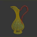 Elegant Green Patina Pitcher With Curved Handle And Decorative Base For Daily Household Use
