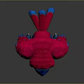 Red And Blue Plush Bird Stuffed Animal With Soft Fur Blue Beak Wings And Claws