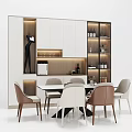 Modern Dining Room Interior With Table Chairs Wine Cabinet And Cabinets 3d model