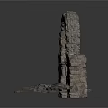 Ancient Stone Arch Structure With Ruined Sides And Scattered Blocks 3d model