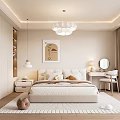 Modern Bedroom Interior Design With Large Bed Chandelier Nightstand And Area Rug