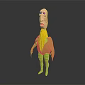 Anthropomorphic Corn Game Movie Character With Pink Head Yellow Corn Body And Green Leaf Costume