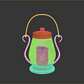 Copper Frame Lantern With White Glass Shade And Decorative Handle