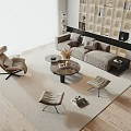 Modern Minimalist Living Room With Sofa And Coffee Table Set 3d model