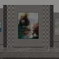 Elegant Landscape Painting In Modern Interior With Colorful Trees And Decorative Walls