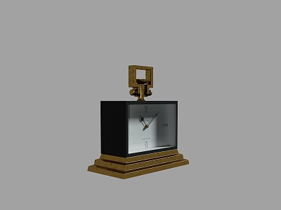 Elegant Black And Gold Mantel Clock With Decorative Base And White Dial 3d model