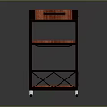 Three Tier Rolling Storage Cart With Wooden Shelves And Metal Frame