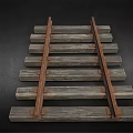 Vintage Wooden Railroad Track With Metal Rails And Sleepers Model Components