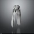 Stylish Long White Hair With Gradient Ends And Colorful Hair Accessory